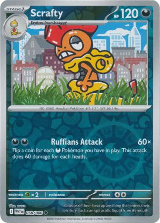 058/086 Scrafty Reverse Holo White Flare Pokémon Card
