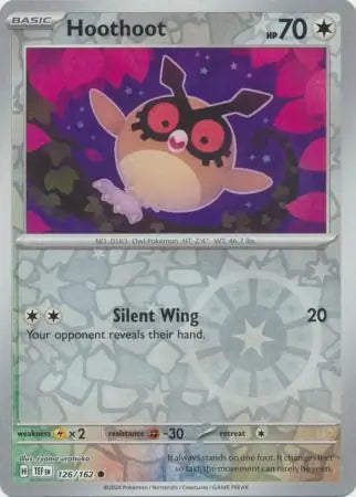 126/162 Hoothoot Reverse Holo Temporal Forces Pokémon Card