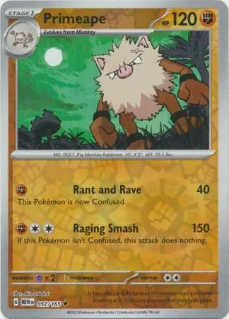 057/165 Primeape Reverse Holo 151 Pokémon Card