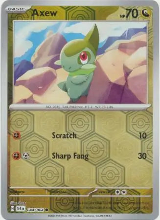 044/064 Axew Reverse Holo Shrouded Fable Pokémon Card