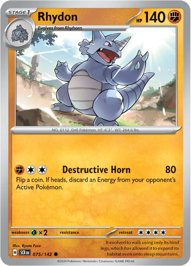 075/142 Rhydon Stellar Crown Pokémon Card