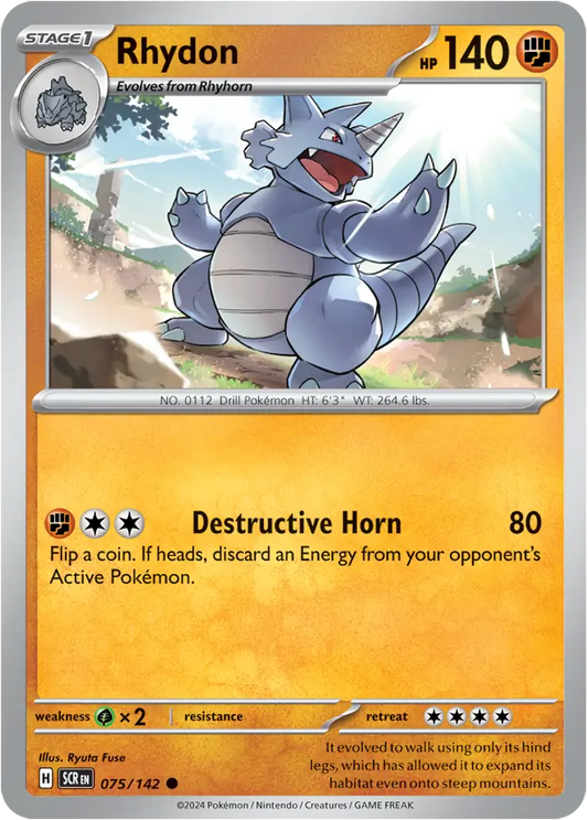 075/142 Rhydon Stellar Crown Pokémon Card