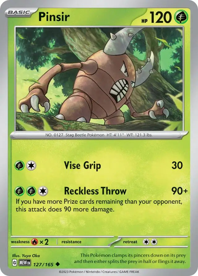 127/165 Pinsir 151 Pokémon Card