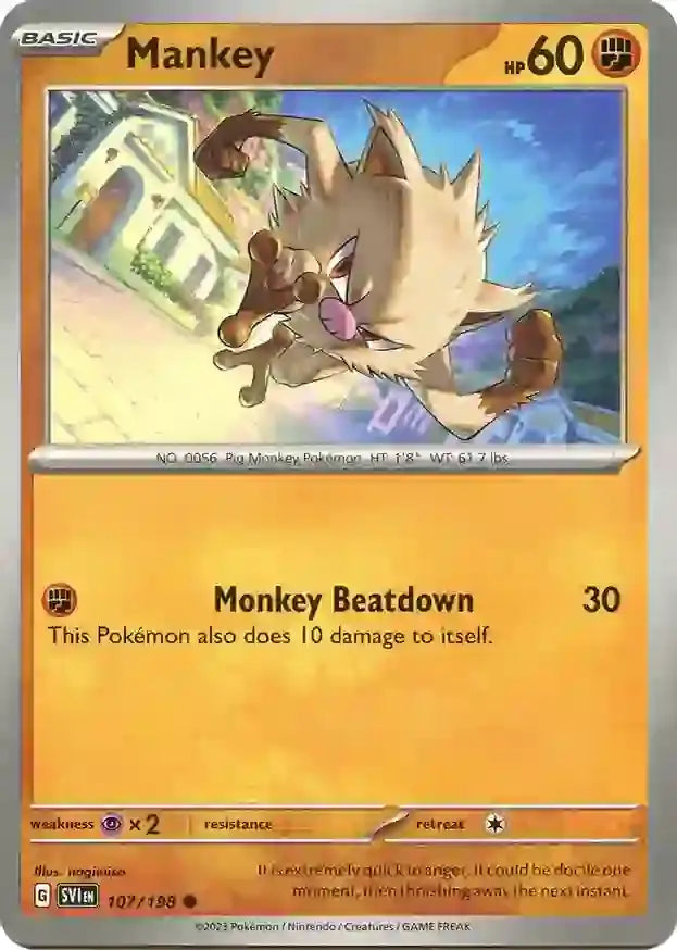 107/198 Mankey Scarlet & Violet Base Set Pokémon Card