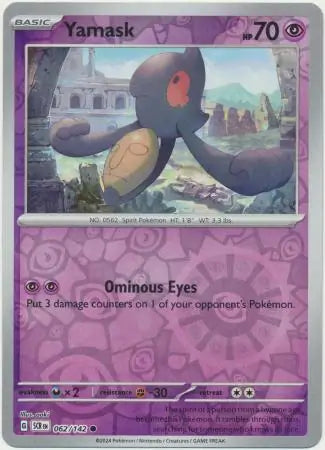 062/142 Yamask Reverse Holo Stellar Crown Pokémon Card
