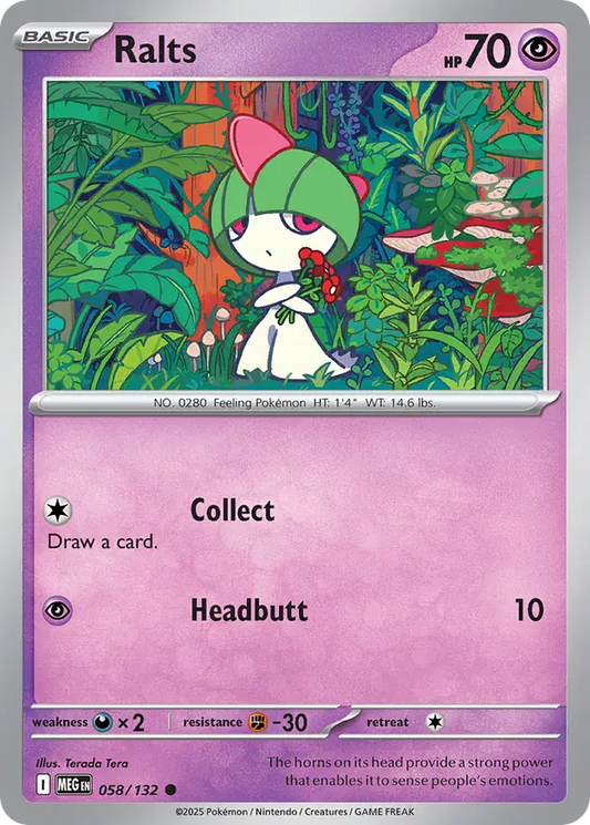 058/132 Ralts Mega Evolution Pokémon Card