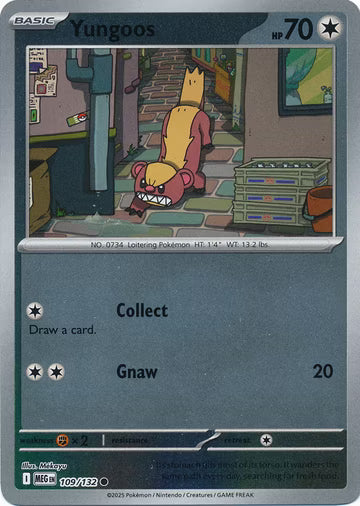 109/132 Yungoos Reverse Holo Mega Evolution Pokémon Card