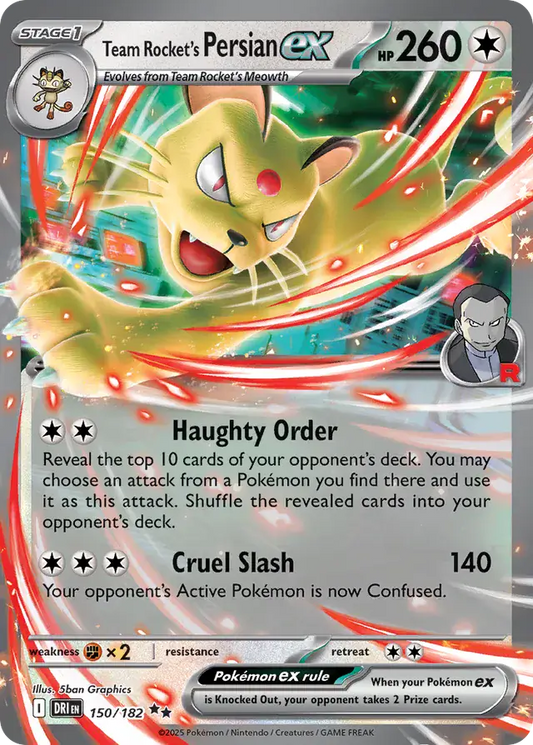 150/182 Team Rocket's Persian ex Destined Rivals Pokémon Card