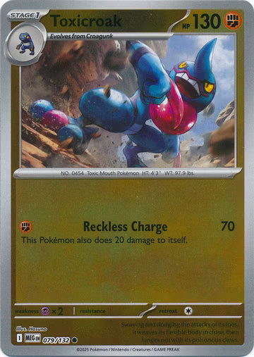079/132 Toxicroak Reverse Holo Mega Evolution Pokémon Card