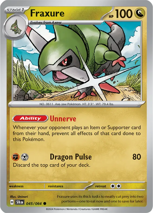 045/064 Fraxure Shrouded Fable Pokémon Card