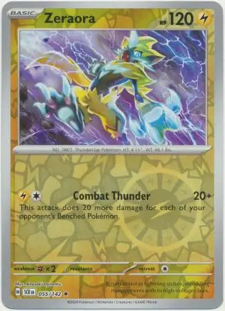 055/142 Zeraora Reverse Holo Stellar Crown Pokémon Card