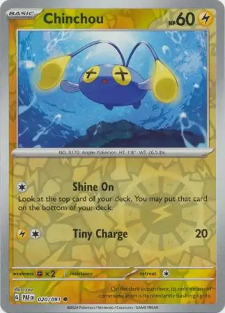 020/091 Chinchou Reverse Holo Paldean Fates Pokémon Card