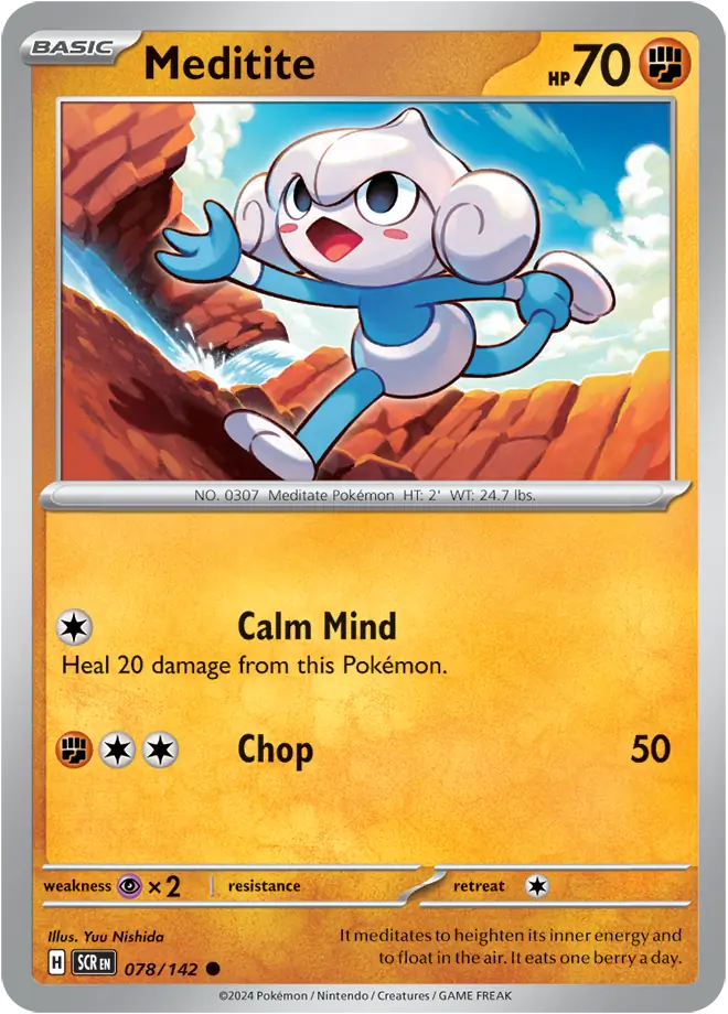 078/142 Meditite Stellar Crown Pokémon Card