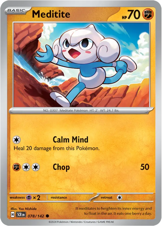 078/142 Meditite Stellar Crown Pokémon Card