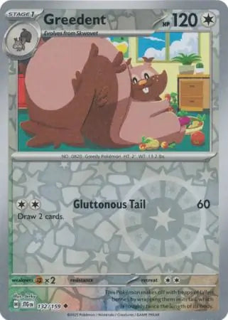 132/159 Greedent Reverse Holo Journey Together Pokémon Card
