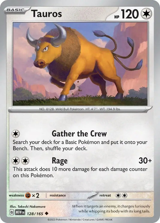 128/165 Tauros 151 Pokémon Card