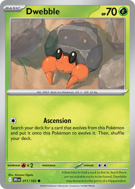 011/182 Dwebble Destined Rivals Pokémon Card