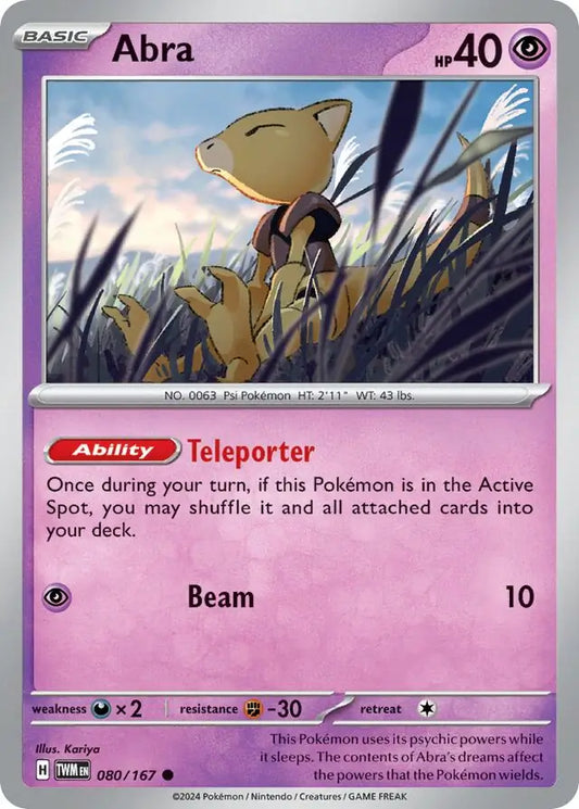 080/167 Abra Twilight Masquerade Pokémon Card