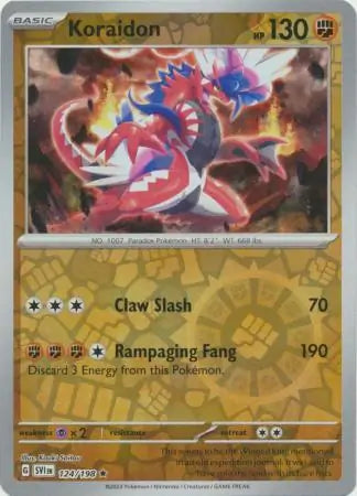 124/198 Koraidon Reverse Holo Scarlet & Violet Base Set Pokémon Card