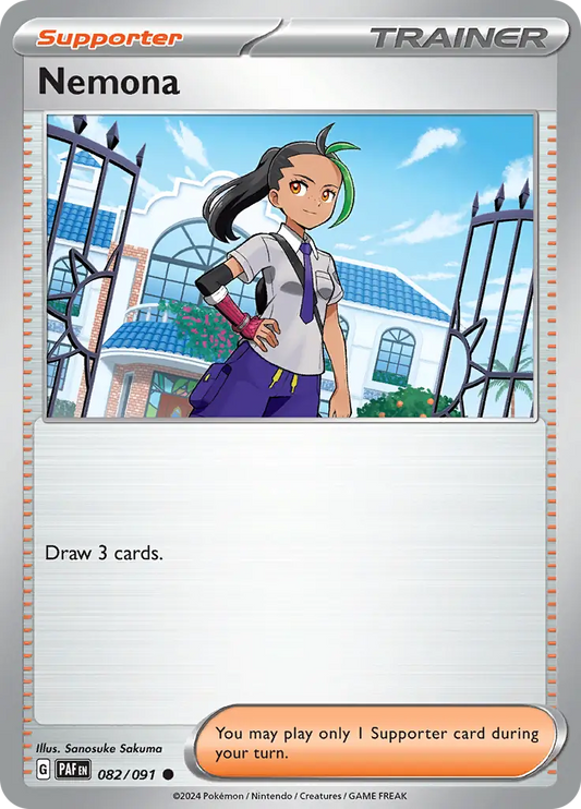 082/091 Nemona Paldean Fates Pokémon Card