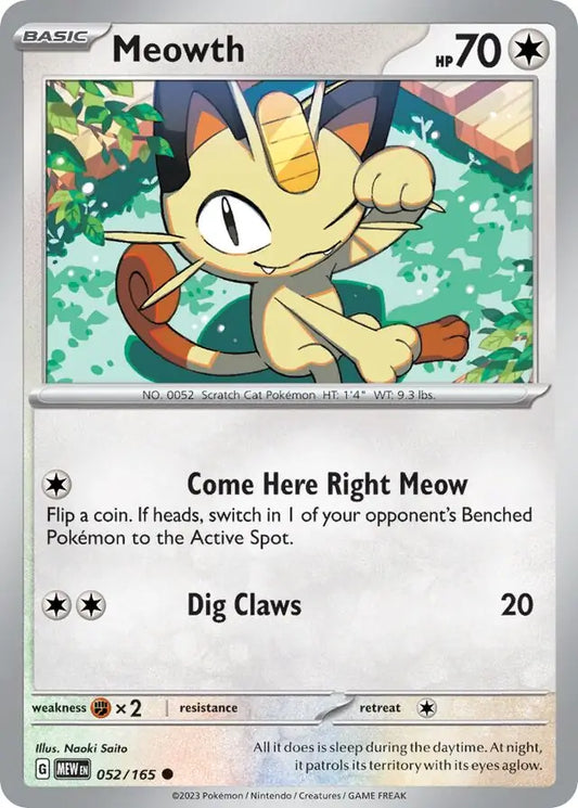 052/165 Meowth 151 Pokémon Card