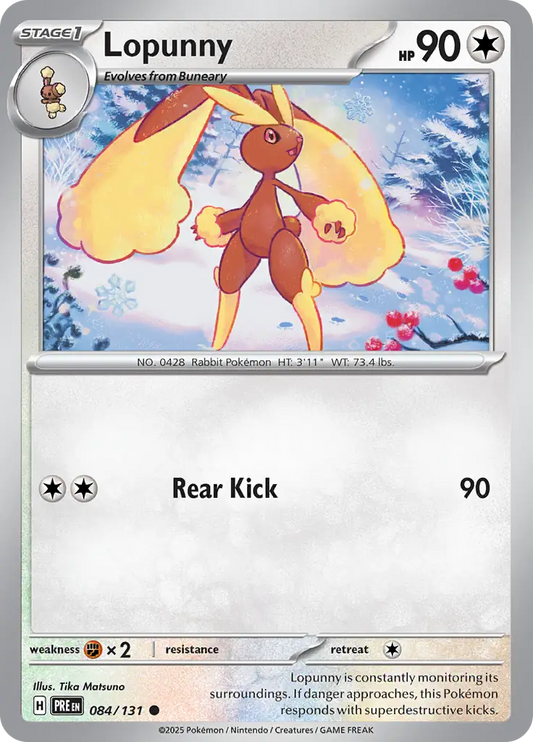 084/131 Lopunny Prismatic Evolutions Pokémon Card