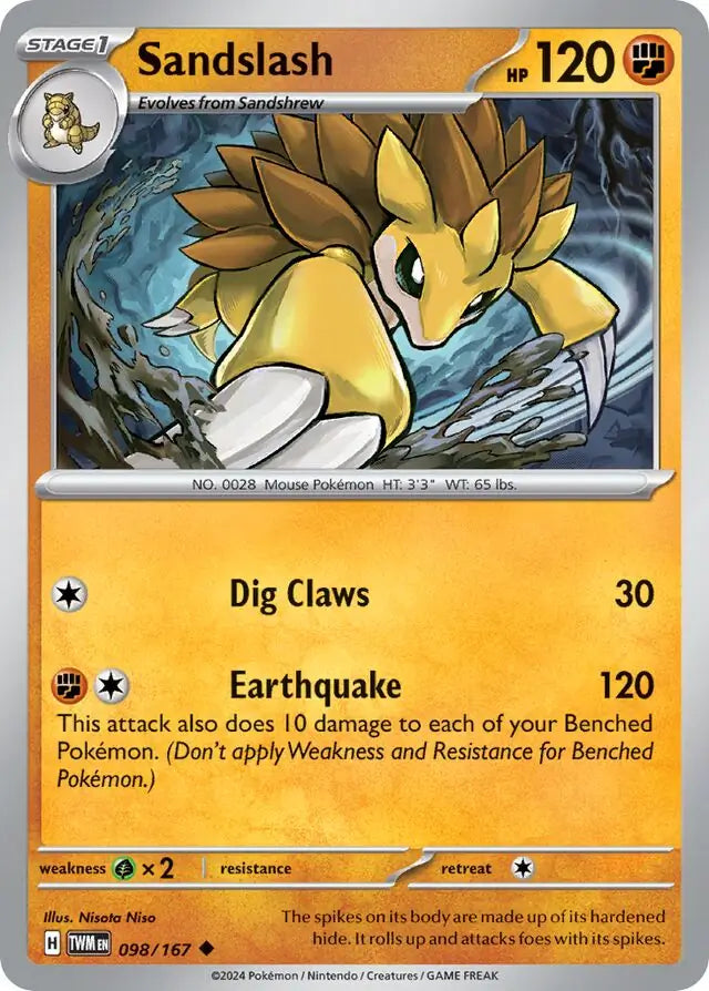 098/167 Sandslash Twilight Masquerade Pokémon Card