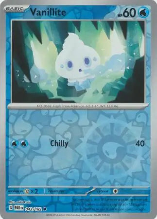 043/182 Vanillite Reverse Holo Paradox Rift Pokémon Card