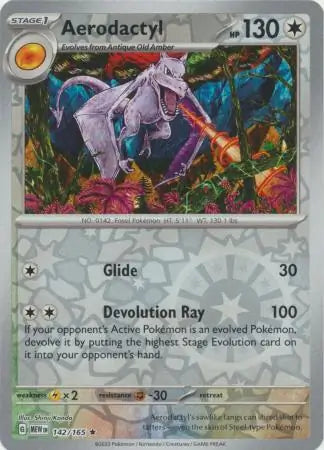 142/165 Aerodactyl Reverse Holo 151 Pokémon Card