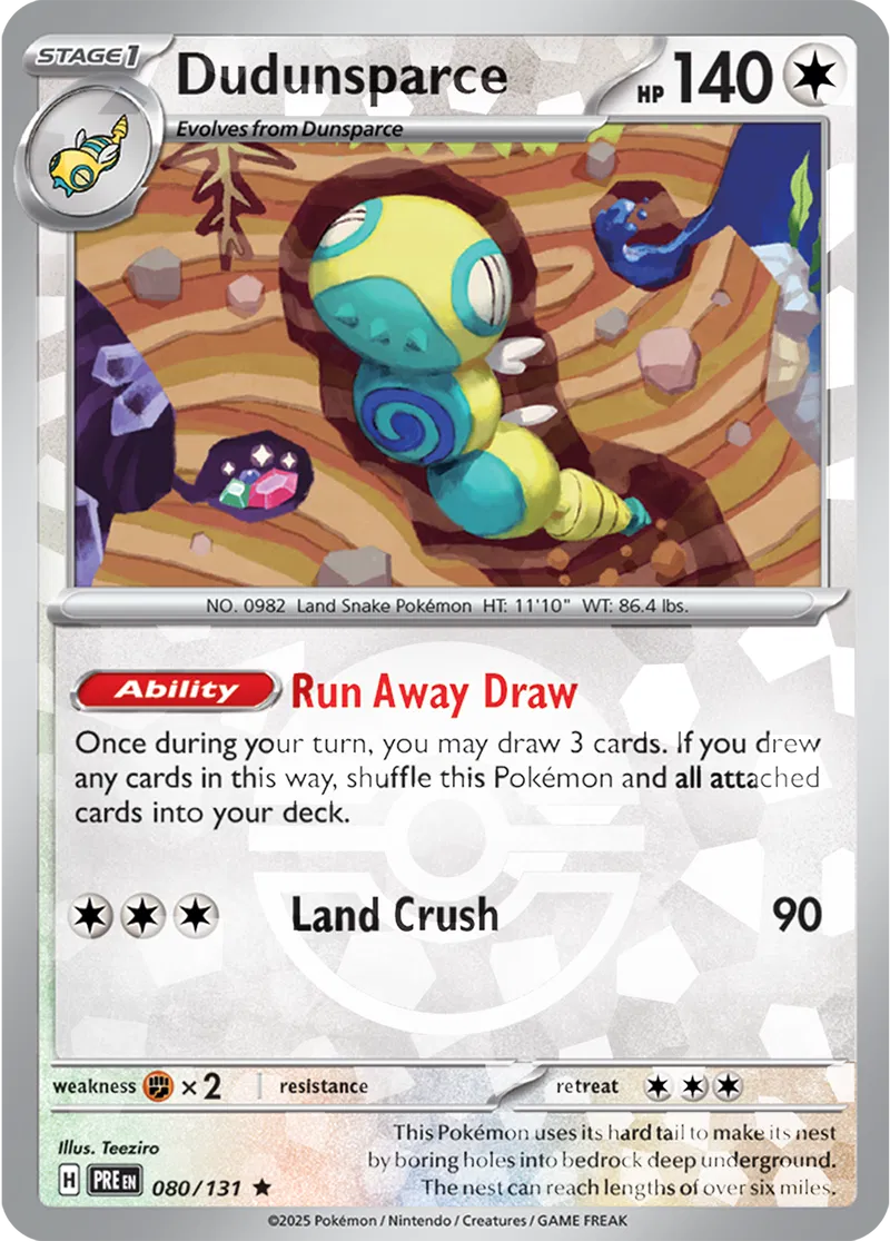 080/131 Dudunsparce Poke Ball Holo Prismatic Evolutions Pokémon Card