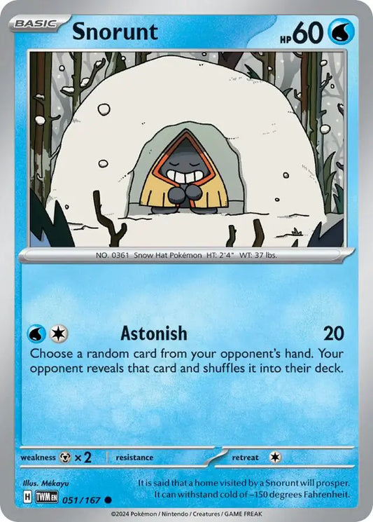051/167 Snorunt Twilight Masquerade Pokémon Card