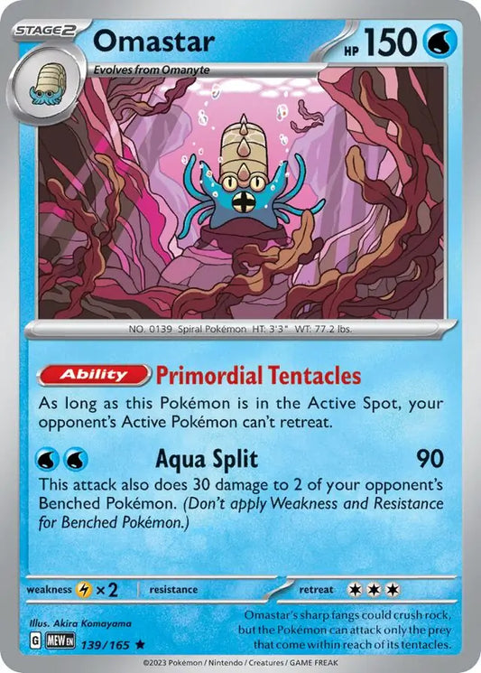 139/165 Omastar 151 Pokémon Card