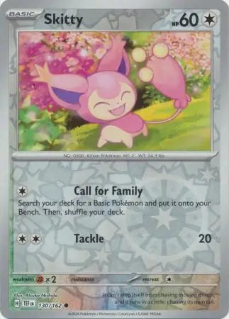 130/162 Skitty Reverse Holo Temporal Forces Pokémon Card