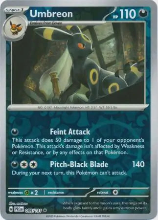 059/131 Umbreon Reverse Holo Prismatic Evolutions Pokémon Card