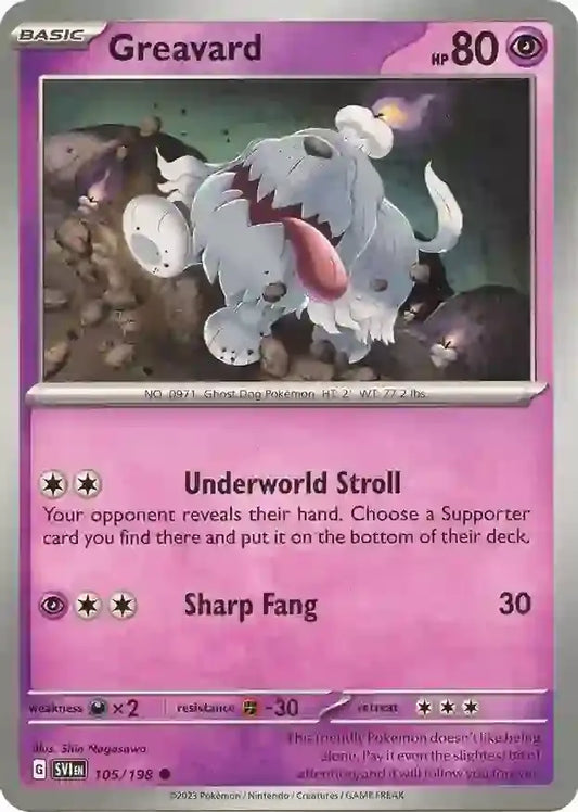 105/198 Greavard Scarlet & Violet Base Set Pokémon Card