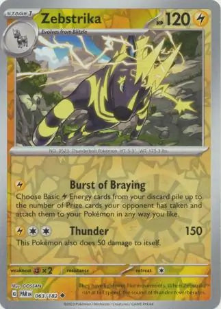 063/182 Zebstrika Reverse Holo Paradox Rift Pokémon Card