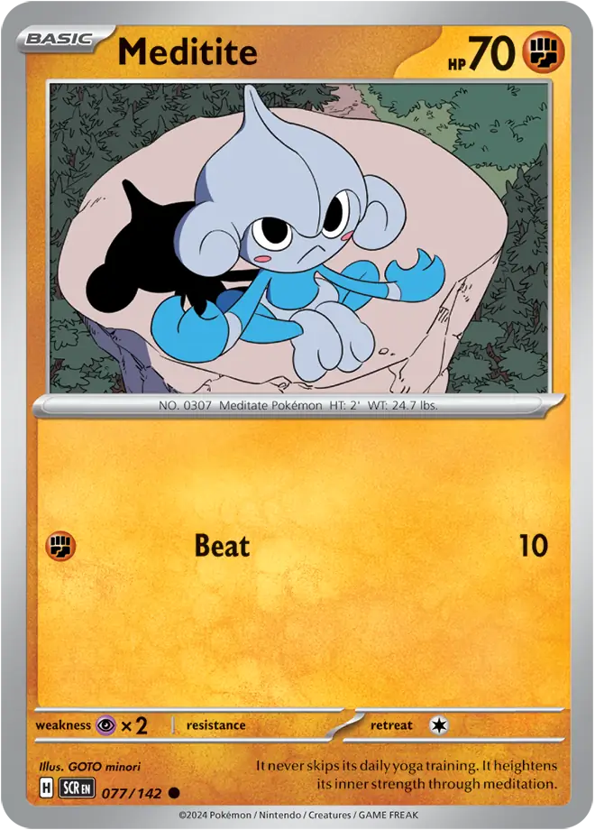 077/142 Meditite Stellar Crown Pokémon Card
