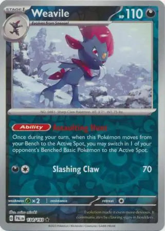 134/193 Weavile Reverse Holo Paldea Evolved Pokémon Card