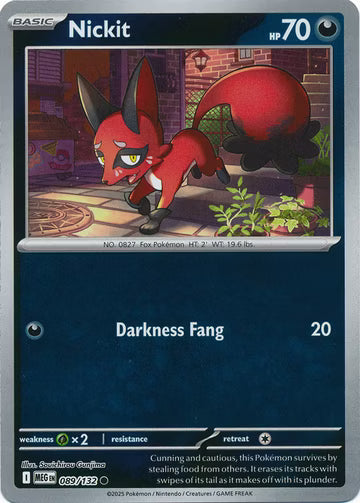 089/132 Nickit Reverse Holo Mega Evolution Pokémon Card