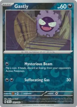 102/162 Gastly Reverse Holo Temporal Forces Pokémon Card