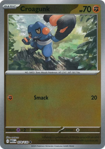 078/132 Croagunk Reverse Holo Mega Evolution Pokémon Card
