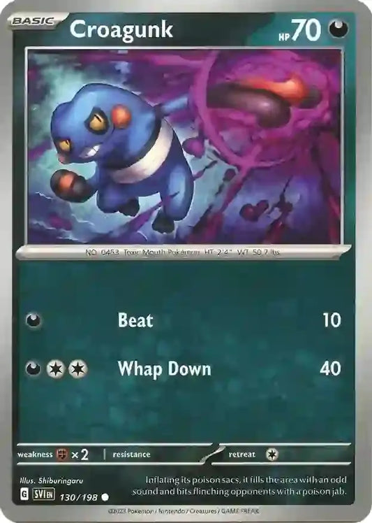 130/198 Croagunk Scarlet & Violet Base Set Pokémon Card