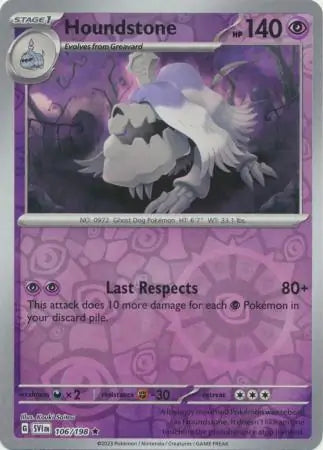 106/198 Houndstone Reverse Holo Scarlet & Violet Base Set Pokémon Card