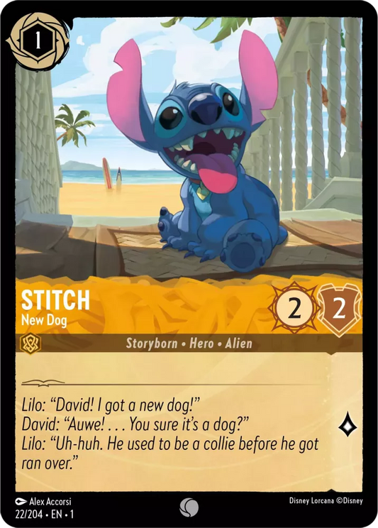 022/204 Stitch New Dog Disney Lorcana The First Chapter Card