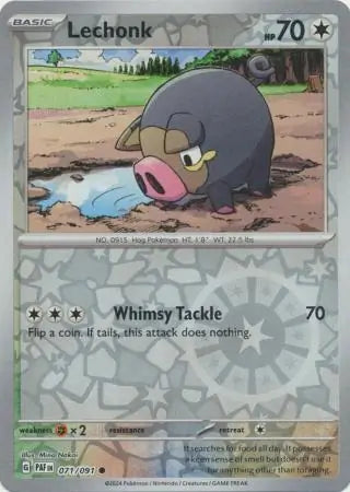 071/091 Lechonk Reverse Holo Paldean Fates Pokémon Card