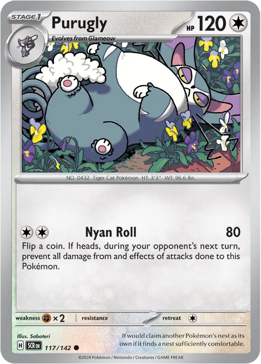 117/142 Purugly Stellar Crown Pokémon Card