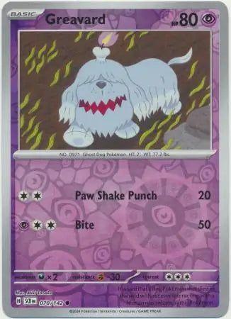 070/142 Greavard Reverse Holo Stellar Crown Pokémon Card