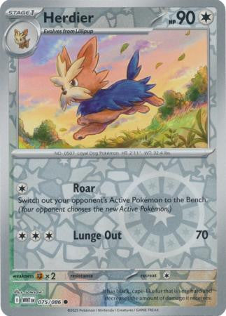 075/086 Herdier Reverse Holo White Flare Pokémon Card