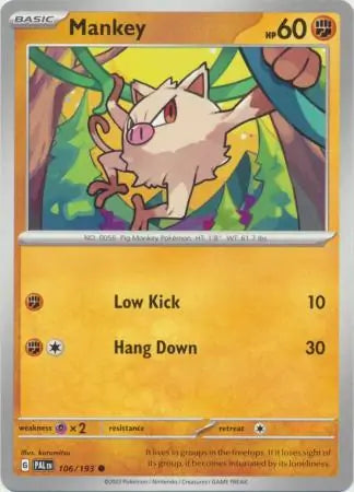 106/193 Mankey Paldea Evolved Pokémon Card