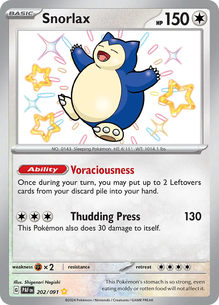 202/091 Snorlax Paldean Fates Pokémon Card